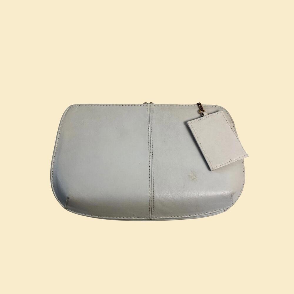 90s white leather handbag by Naturalizer, vintage 1990s white leather clutch